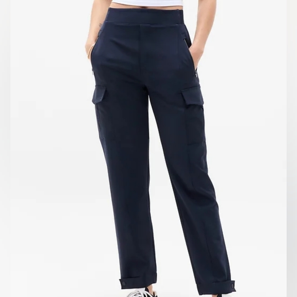 Athleta Endless High Rise Cargo Pants Navy Blue Size 14
